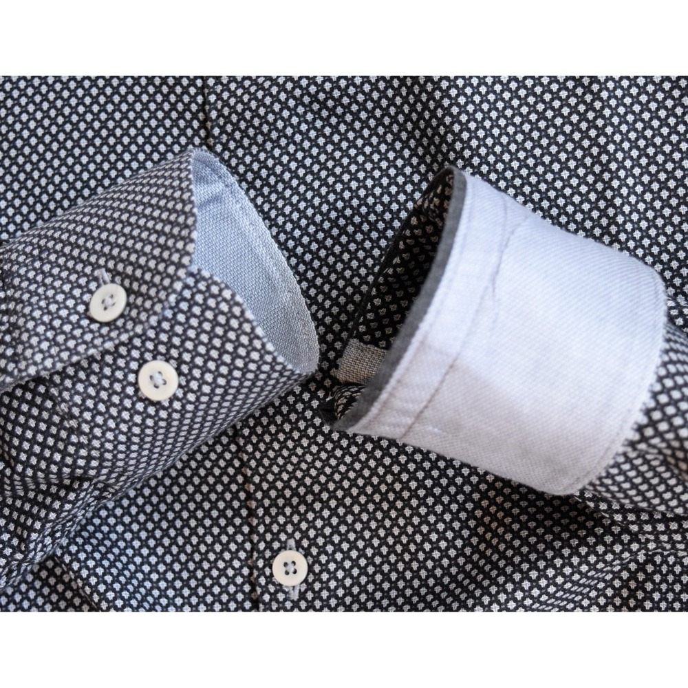 T.M. Lewin Business Casual Men L Tessitura Monti Navy Blue Egyptian Cotton Shirt - Picture 8 of 13